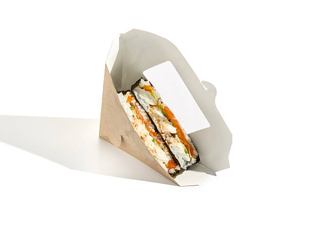 istock Onigirazu sandwich in minimalist packaging, bright lighting, clean composition 2218758131