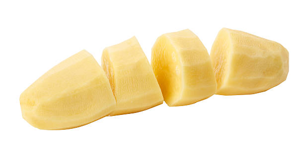 istock Raw potatoes cut into pieces isolated on a white background 2218758477