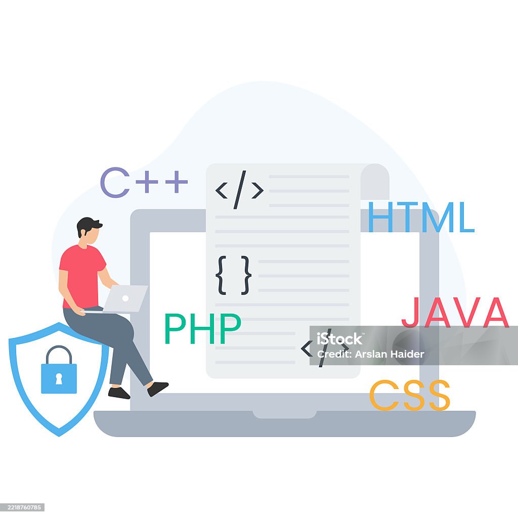 Ilustración de Desarrollo De Código O Creación De Software Lenguajes De ...