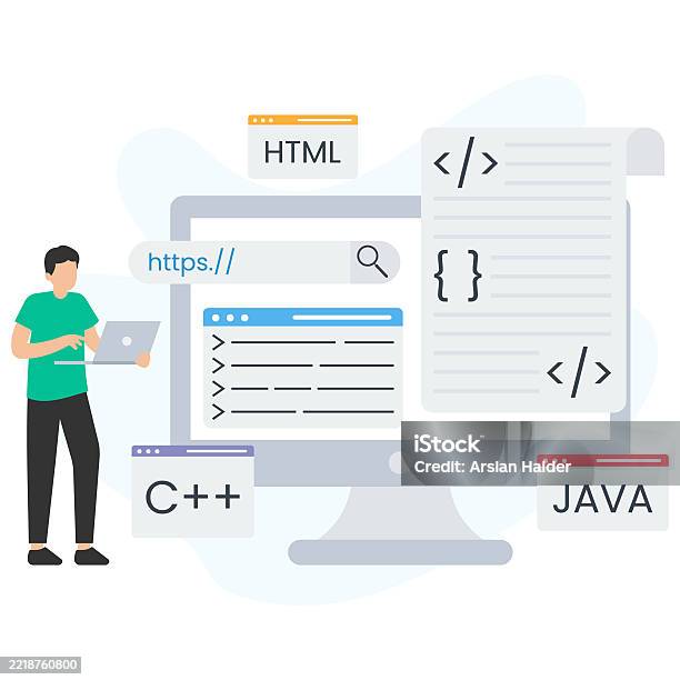 Ilustración de Lenguajes De Marcado O Html Lenguajes De Estilo O Css ...