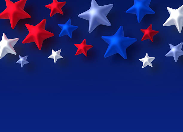 Star shape US holiday American US patriotic edge 3D border background pattern.