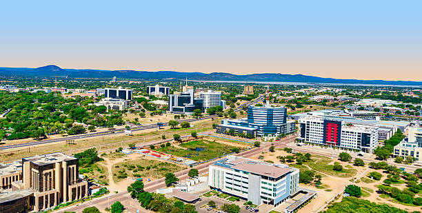 istock Wide angle panorama of Gaborone city under a clear sky, Gaborone, Botswana 2218764766
