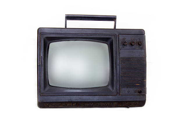 Vintage television old TV isolate on white still used in poor countries