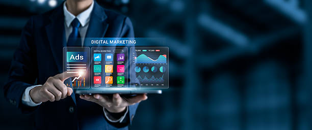istock Businessman using digital marketing platform for advertising on virtual screen, showing online ads performance, SEO, social media, e-commerce and marketing strategy for business growth. 2218767988