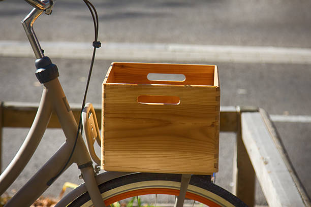 Bike and box for things made with love. In grocery store