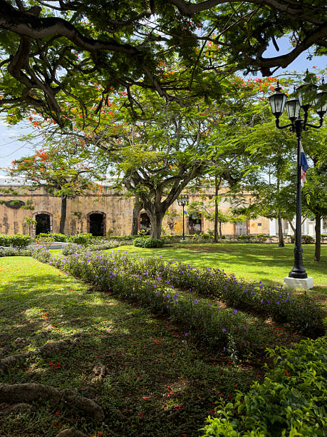 Plaza de Francia square and its historic architecture, the old town area known as Casco Viejo, Panama City, Panama - stock photo