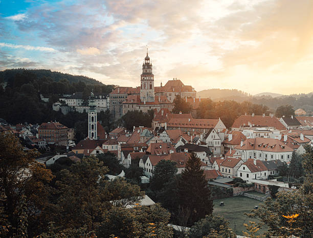 Sunset view of Cesky Krumlov, Czech Republic