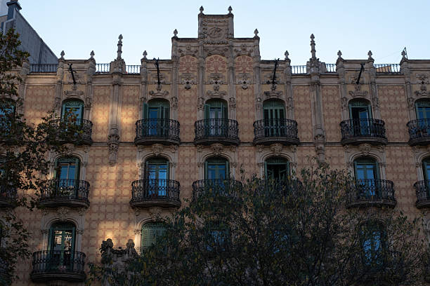 Interesting Art Nouveau Architecture Buildings facade in Barcelona, Spain. (Arquitectura modernista).