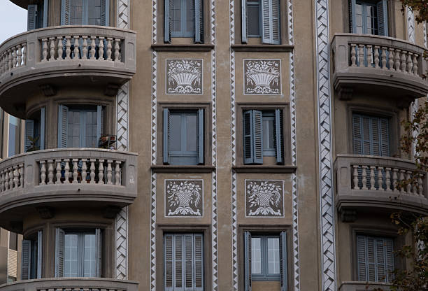 Interesting Art Nouveau Architecture Buildings facade in Barcelona, Spain. (Arquitectura modernista).
