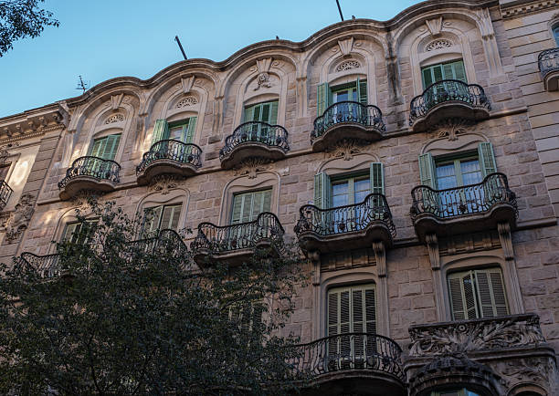 Interesting Art Nouveau Architecture Buildings facade in Barcelona, Spain. (Arquitectura modernista).