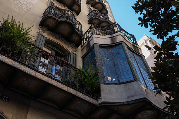 Interesting Art Nouveau Architecture Buildings facade in Barcelona, Spain. (Arquitectura modernista).