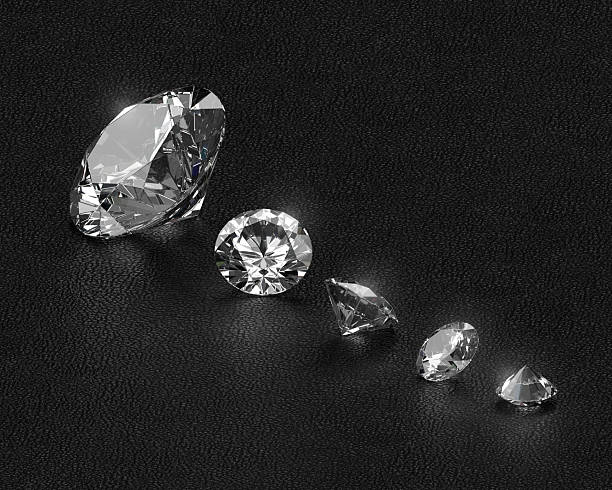 istock Beautiful shiny diamonds on black leather background 2218779440