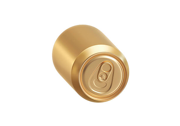 Gold aluminum drink can isolated on white background