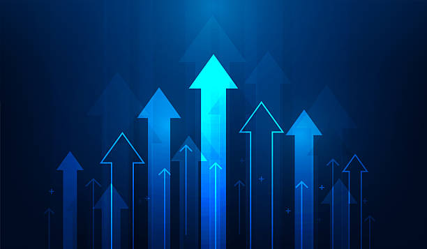istock business graph finance growth with arrow up technology background. chart trend rise increase. vector illustration fantastic technology. 2218781710