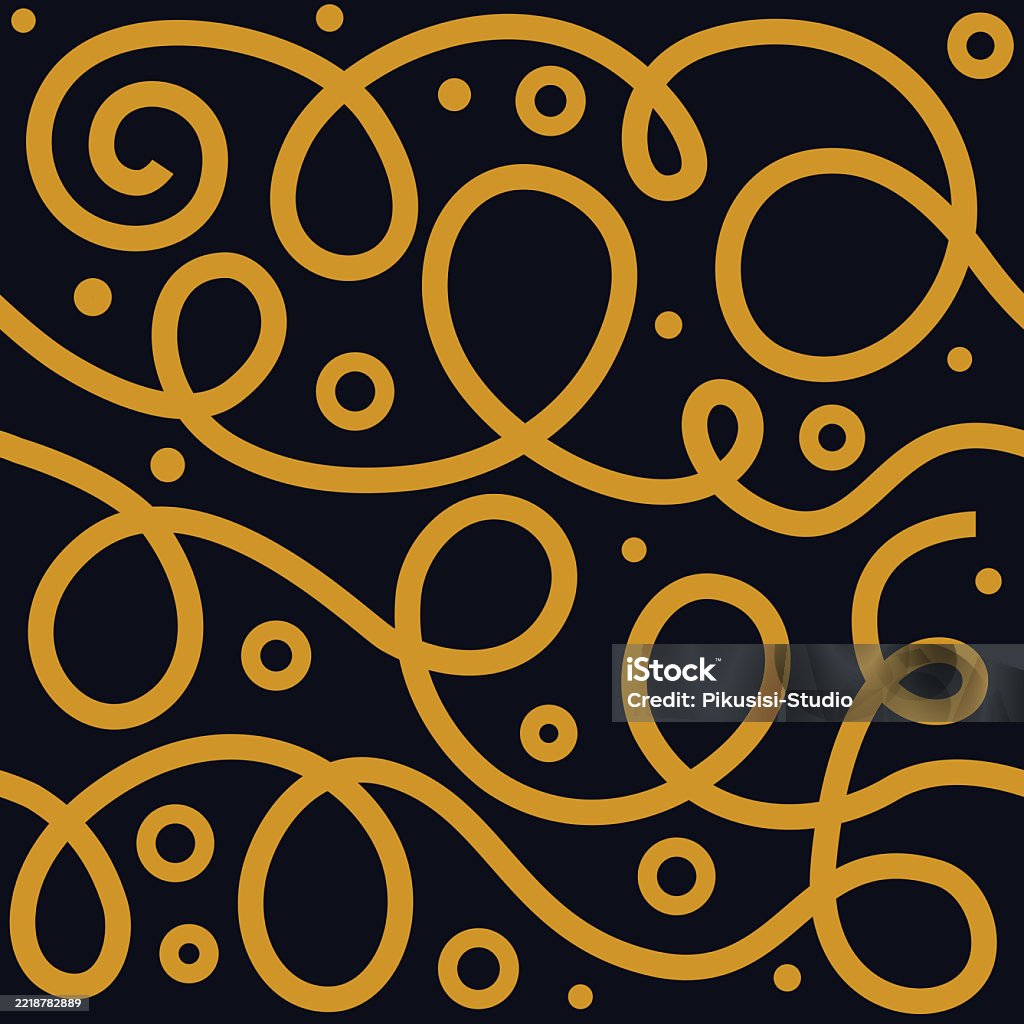 Golden Loop Doodle Seamless Pattern Stock Illustration - Download Image ...