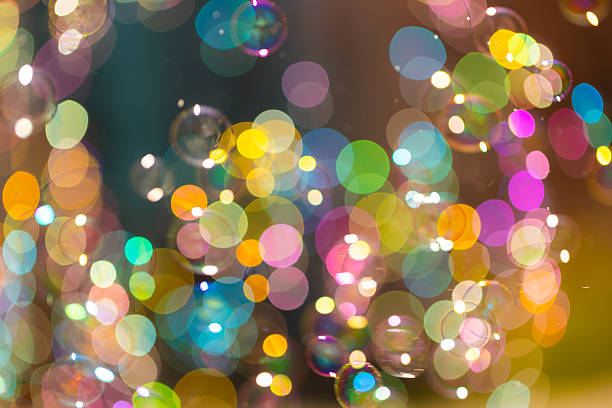 Colorful Bokeh Background with Soap Bubbles and Vibrant Light Orbs