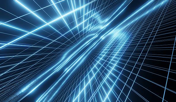 istock Abstract background, laser lights, grid lines, technology, neon colors, 3D illustration. 2218785729