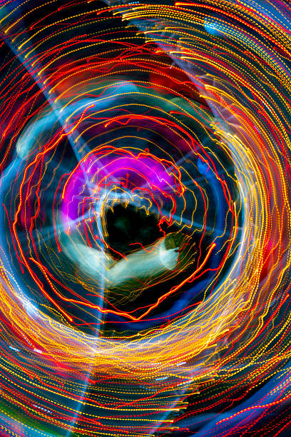 istock A pattern of glowing lines of light. 2218794744