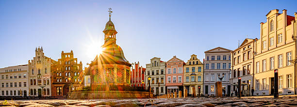 historic buildings at the olt town of wismar - germany