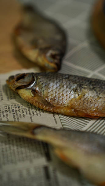 istock Dried River Fish on Parchment Paper – Traditional Eastern European Snack 2218800284