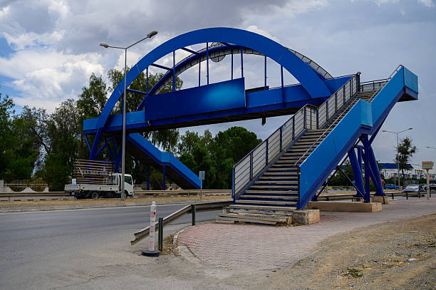 Pedestrian Overpass Bridge Above Road in Cyprus
