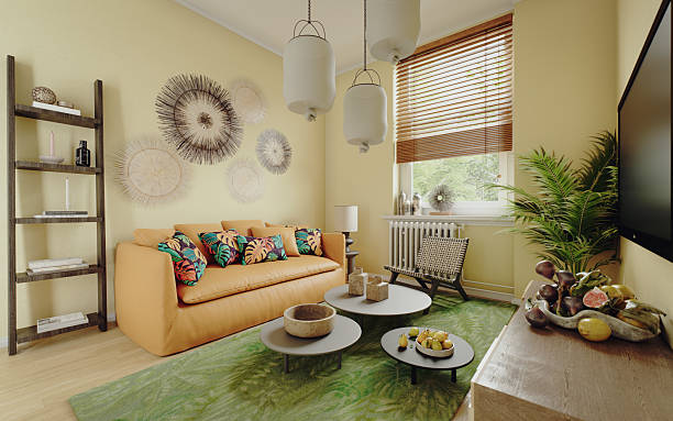Vibrant 1960s-Inspired Boho Lounge with Tropical Accents