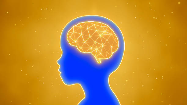 istock Kid with glowing neon brain background, children study idea concept, smart education deep learning in young psychology, Intelligence and creativity in child development, Critical thinking illustration 2218812777