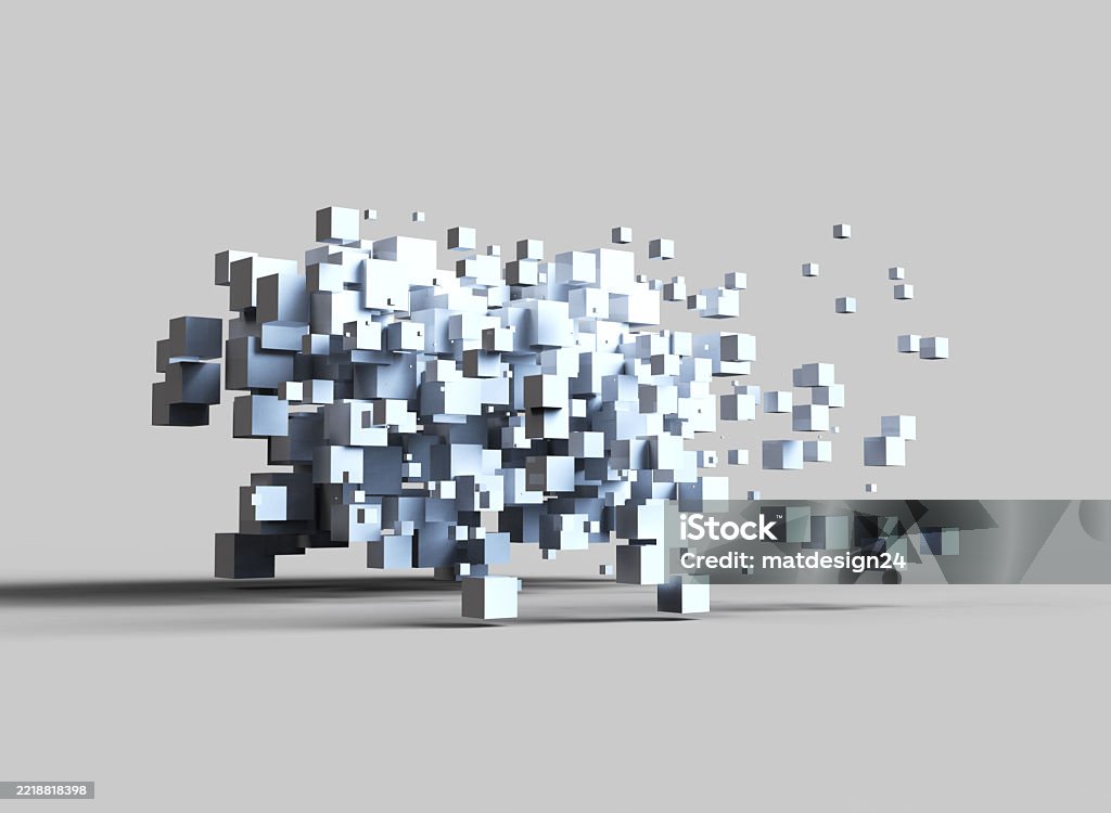 Exploding Five Layer Cube Abstract Connected Cube Exploding With Particles Artificial ...