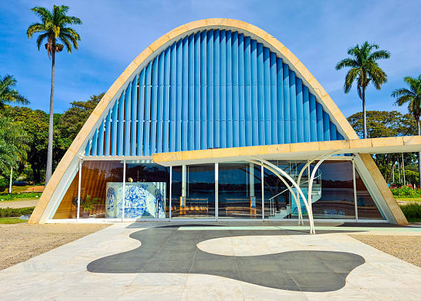 Belo Horizonte, Minas Gerais, Brazil - June 5, 2025: St Francisco de Assis Church, Touristic Attraction, Part of the Pampulha Modern Ensemble (Lagoa da Pampulha)