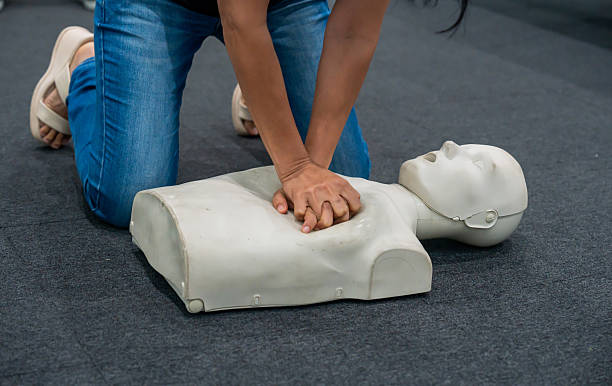 istock Healthcare and accident training class for emergency case at the factory. Essential tools for teaching and practicing CPR skills. 2218835567