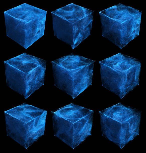 istock 9 abstract graphic elements of blue energy or fluid particle simulation contained within cubes against a black background 2218841896