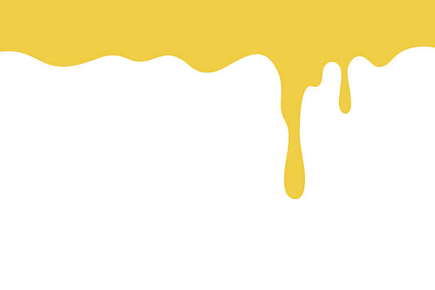 istock Liquid yellow flowing dripping honey on a white background. Melted cheese, vector illustration, flat design 2218851626