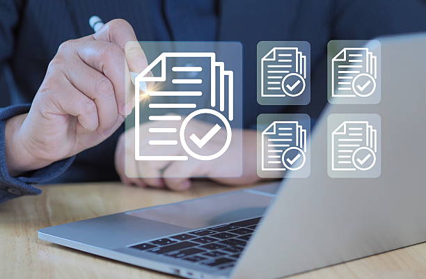 istock Document or file icons and checkmark.Document or file icons and checkmark.Business compliance of document management. 2218852517