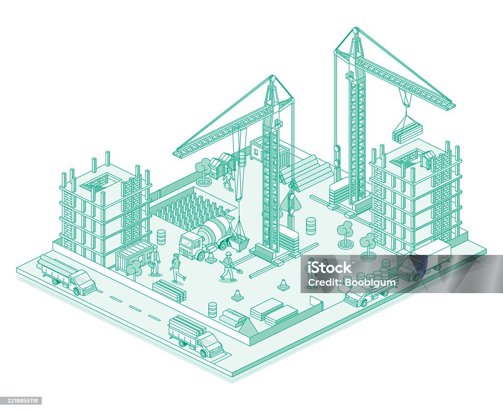 Active construction site with cranes, workers, builders and skyscrapers under development. Process of building. Line art style. Isometric view of a monolithic frame building. Active construction site with cranes, workers, builders and skyscrapers under development. Process of building. Vector illustration. Line art style. Isometric view of a monolithic frame building. Construction Site stock vector Active construction site with cranes, workers, builders and skyscrapers under development. Process of building. Line art style. Isometric view of a monolithic frame building. Active construction site with cranes, workers, builders and skyscrapers under development. Process of building. Vector illustration. Line art style. Isometric view of a monolithic frame building. Construction Site stock vector