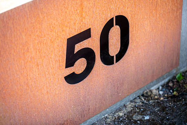 istock Number 50 stencil in metal 2218861338