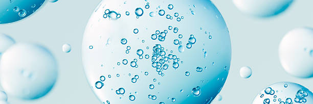 istock 3D banner. Transparent blue gel water texture with air bubbles in view on a light blue background. Ideal for skin care, cosmetics, or hygiene product concepts. Clean, fresh, and minimalistic design. 2218867859