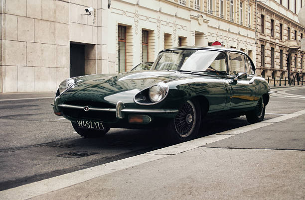 Circular car headlights in the old style (vintage style).