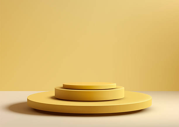 istock minimalist 3d cylindrical podium mockup in soft yellow for product display showcase modern clean presentation stand 2218875161