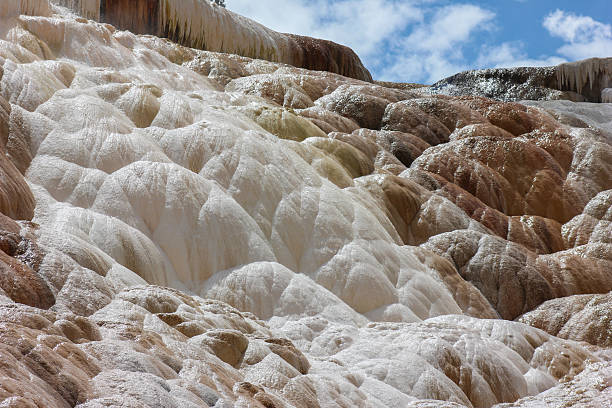 istock Stunning mineral formations cascade down terraces at natural hot springs under a bright blue sky in Yellowstone National Park 2218876402