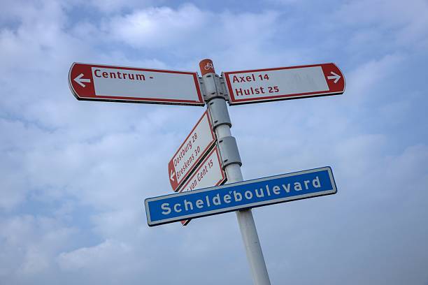 istock Direction sign for cyclists at Zeeland Netherlands. Hulst 2218876861