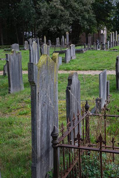 istock Historic monumental graveyard with tombstones at Oud Avereest 2218878878