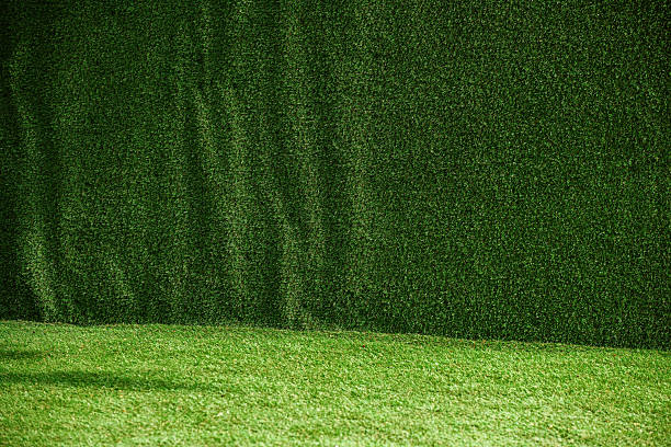 istock Texture of artificial green grass fencing material as background 2218878899