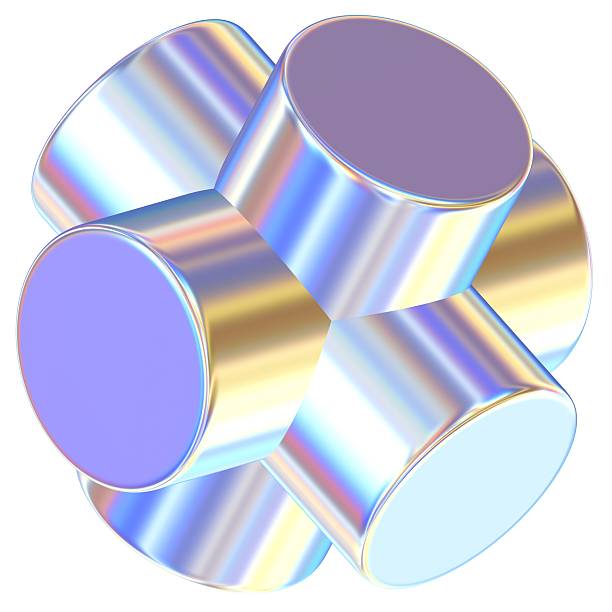 Cube 3D abstract shapes illustration with chrome effects