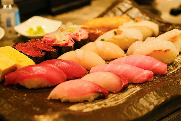 istock Assorted sushi platter in a Japanese restaurant. 2218880814