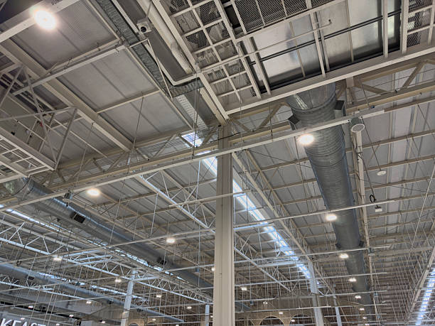istock Industrial Factory Ceiling with Metal Beams and Ventilation System 2218881451
