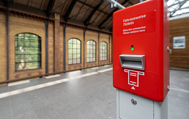 Germany, Berlin, Bellevue Station, June 02, 2025 - Ticket validator on the platform of S-Bahn station