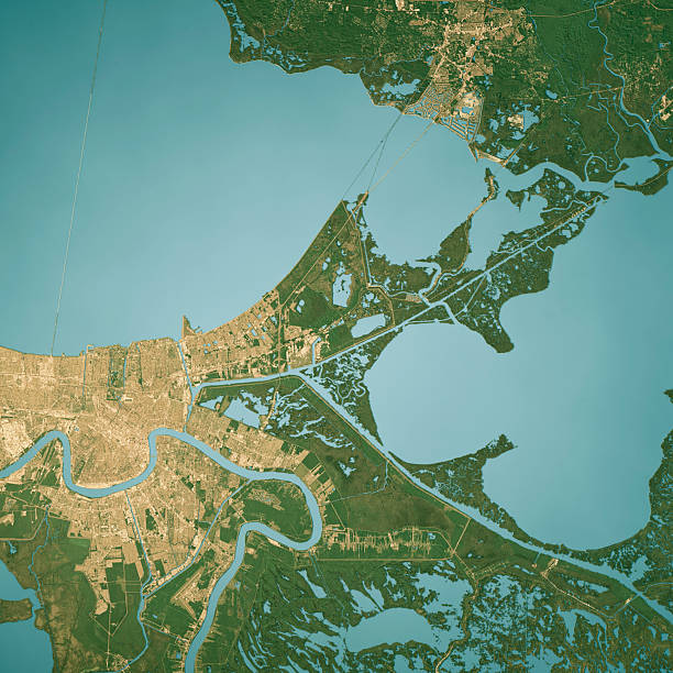 istock Orleans Parish LA Satellite Topographic Map 3D Render True Color 2218888202
