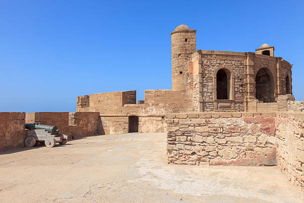 The Scala and North Bastion in Essaouira, Morocco, offer panoramic views of the Atlantic Ocean and the historic fortified city, showcasing Portuguese-influenced military architecture.