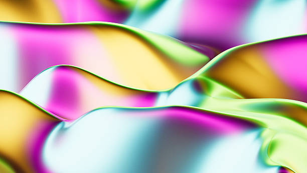 istock Abstract wavy metallic y2k background. Yellow, pink, red colors 2218894245