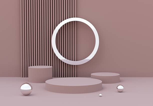 istock A sophisticated minimalist podium design with subtle mocha and mousse tones and silver spheres. 2218894411